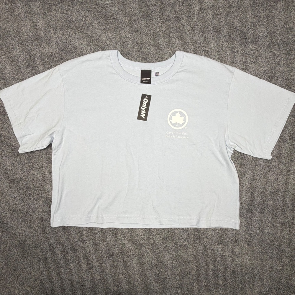 Only NY NYC Parks & Recreation Cropped‎ T-Shirt Light Blue XXL New